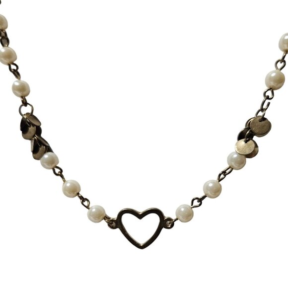 Adore Elegant Gold Tone Faux Pearl Heart Beaded Charm Bracelet Jewelry Women - Picture 1 of 5
